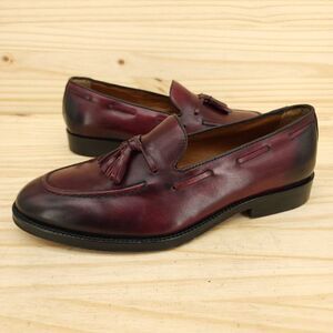 Mr B's Mens Tassel Loafers Sz 9 Burgundy Leather Classic Casual Dress Shoes
